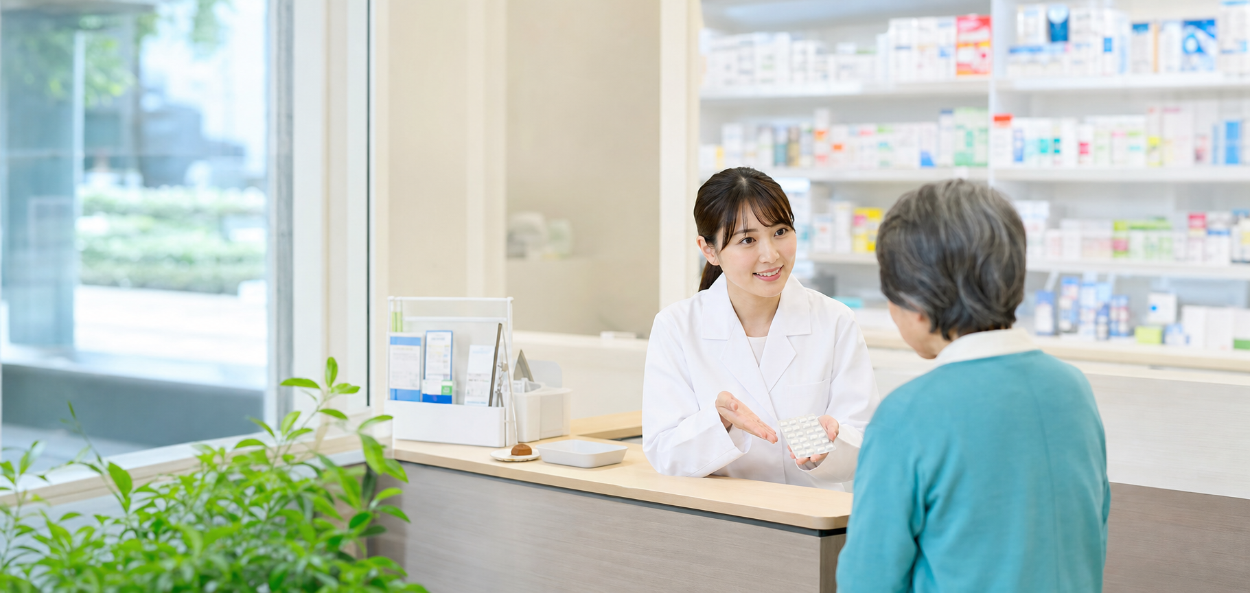 薬剤師がお薬について丁寧に説明する様子